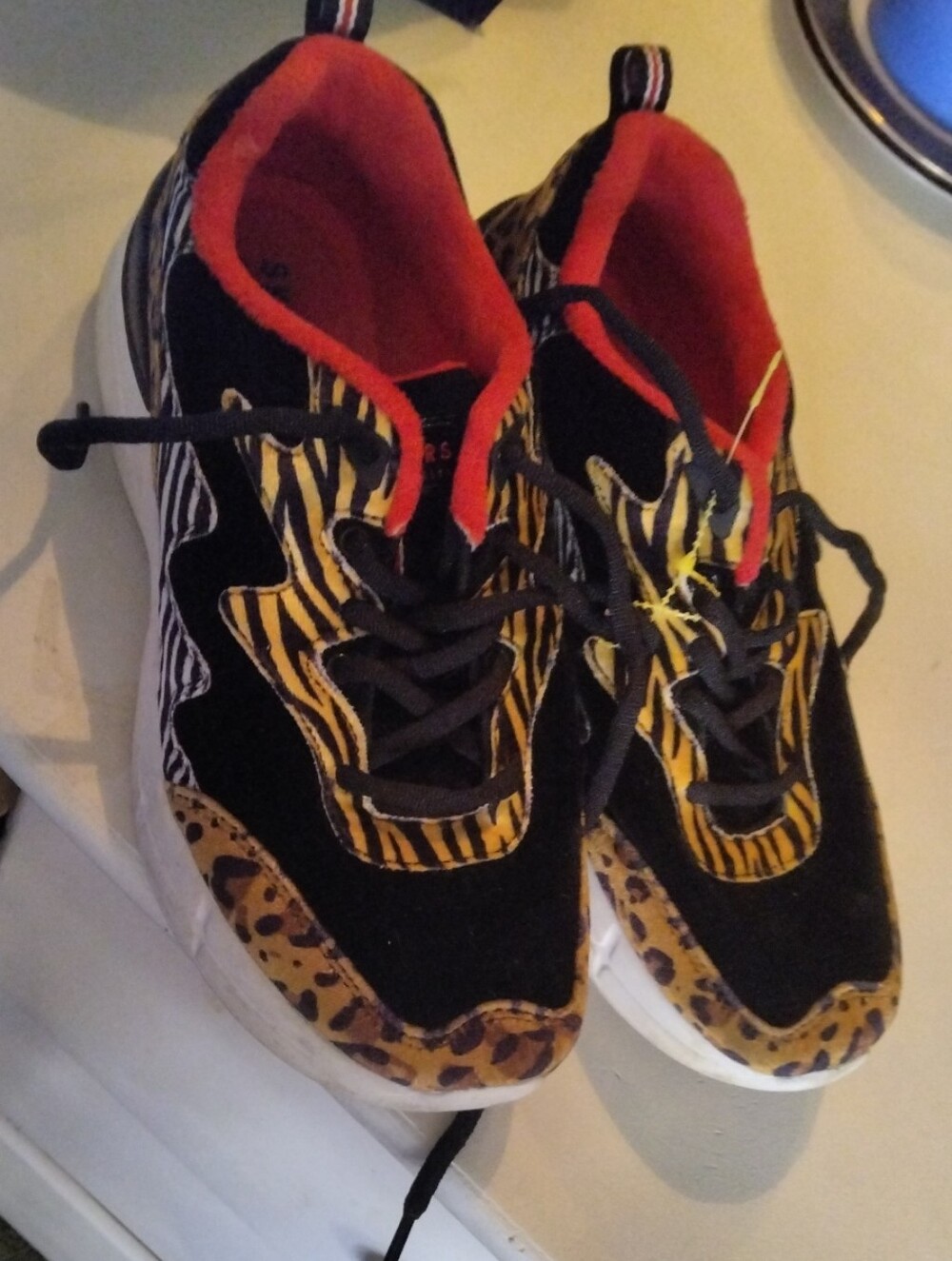 Animal-Print Black & Yellow Skechers Sneakers